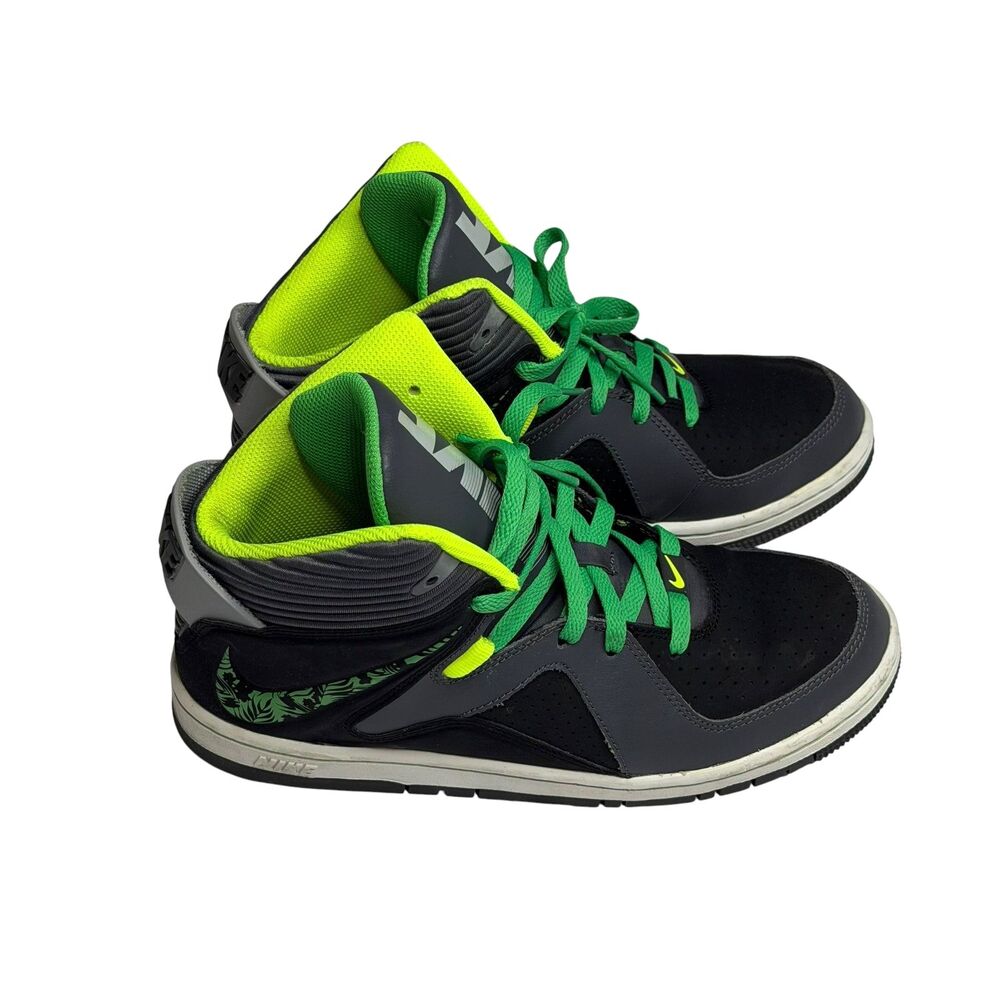 Nike Court Invader High Top Sneakers Basketball Shoes Boys Gray Green 7 Y - Picture 3 of 14